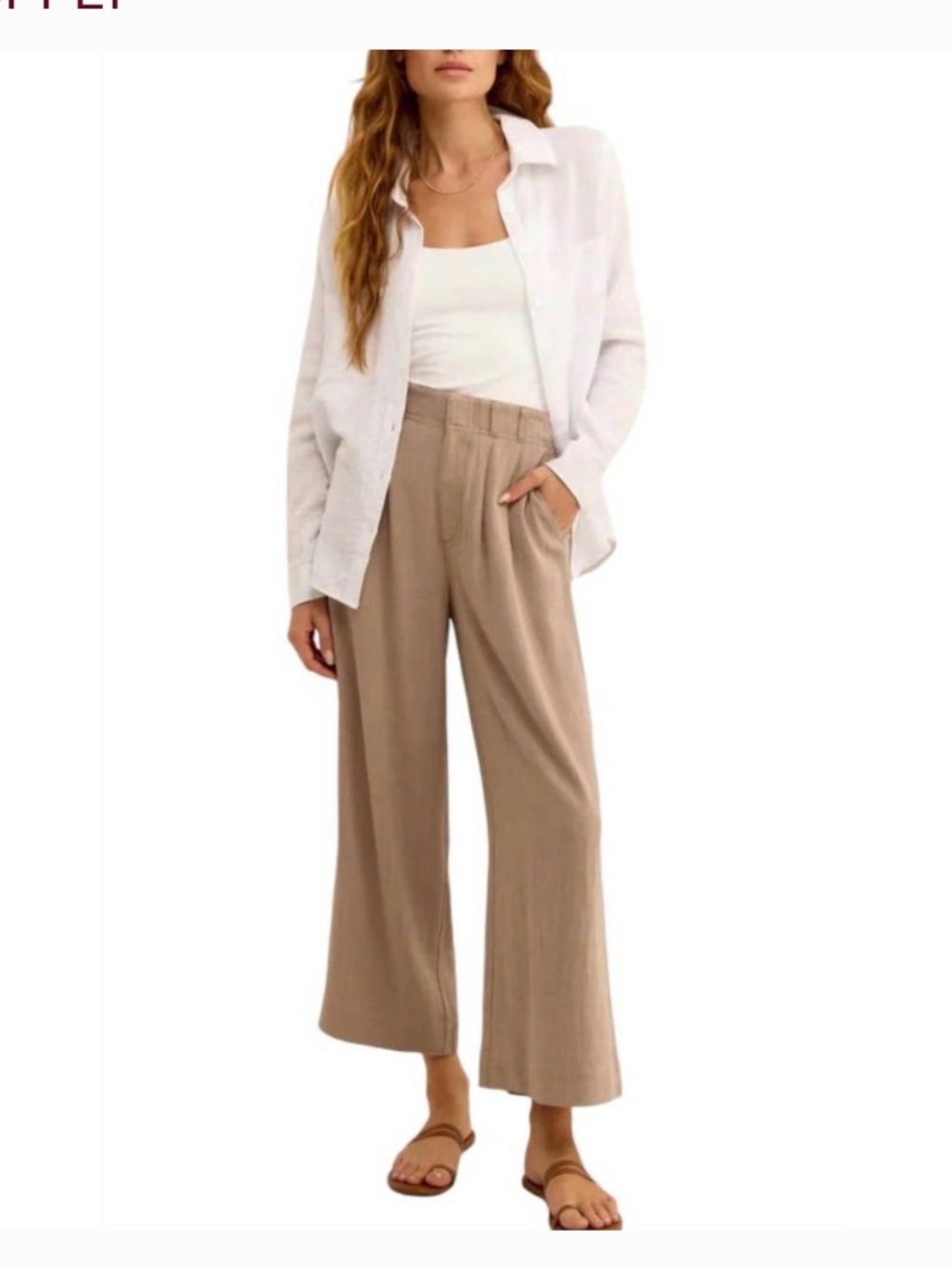 NWOT Z Supply Farah Wide Leg Linen Blend Pants Iced Coffee M
